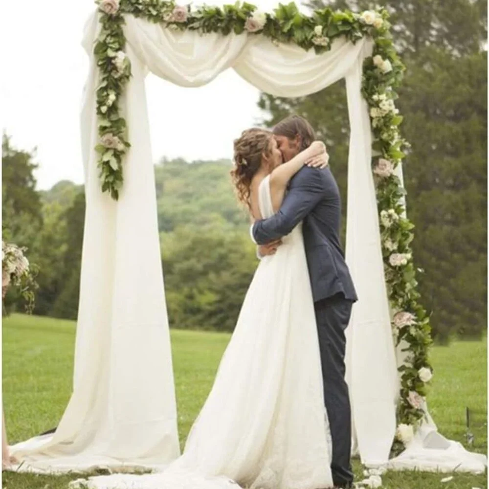 Wedding Arch Draping Fabric Ivory, White 2 Panels 6 Yards Sheer Chiffon Backdrop